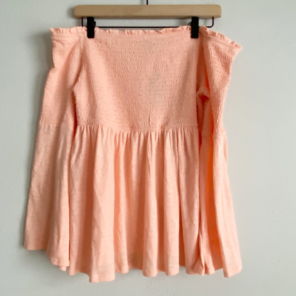 Torrid Peach Smocked Cold Shoulder Bell Sleeeve Top Size 1